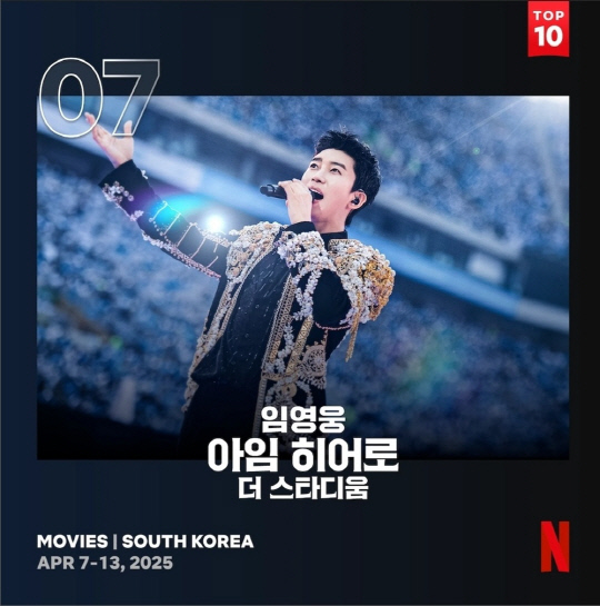 임영웅 l 아임히어로 더 스타디움, 넷플릭스 대한민국 톱10 영화 10주 연속 진입.<임영웅 팬클럽 영웅시대 제공>